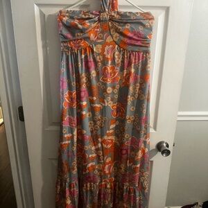 Grace Karin Floral Maxi Dress - Gray, Orange, Pink